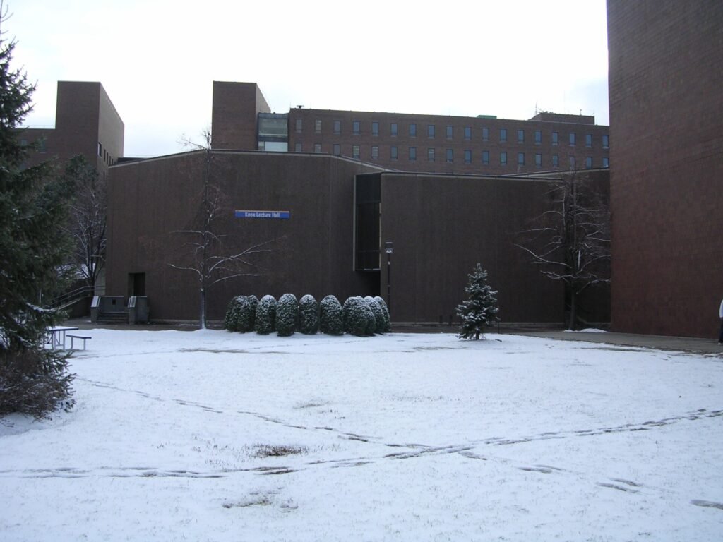 A large tiered lecture hall at the University at Buffalo