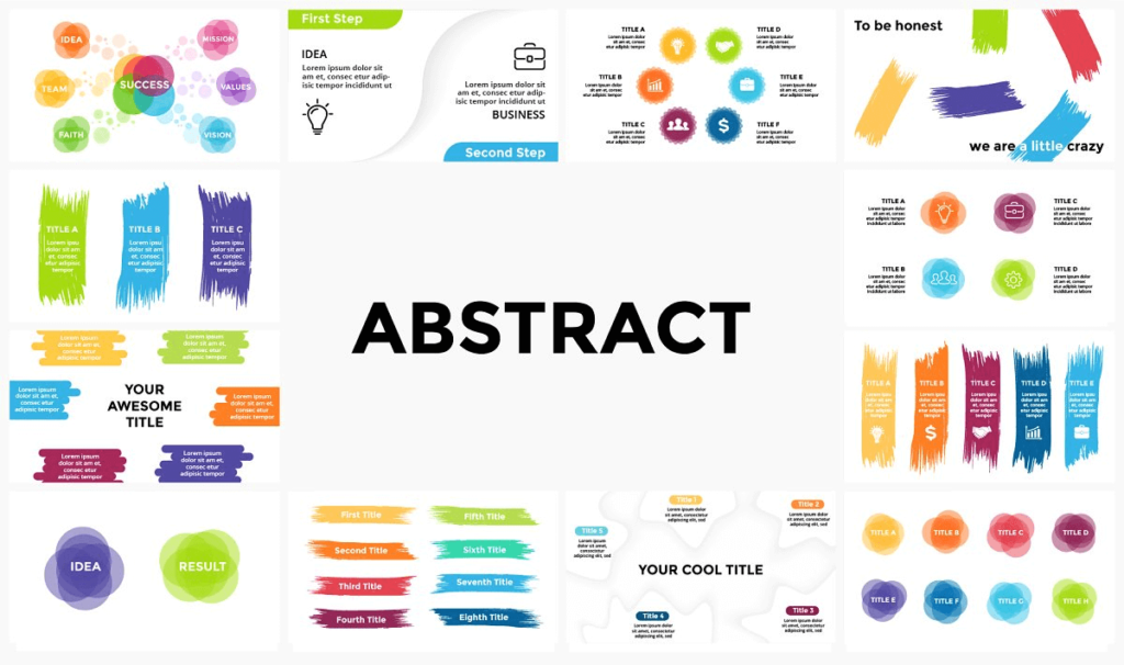 A set of colourful abstract infographic slide templates
