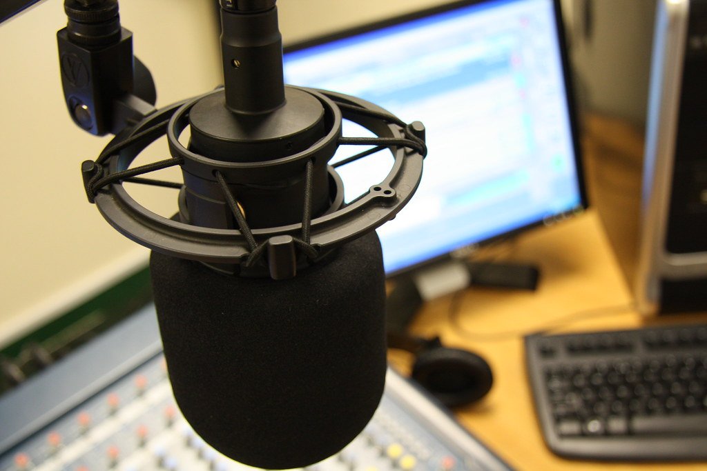 A studio condenser microphone