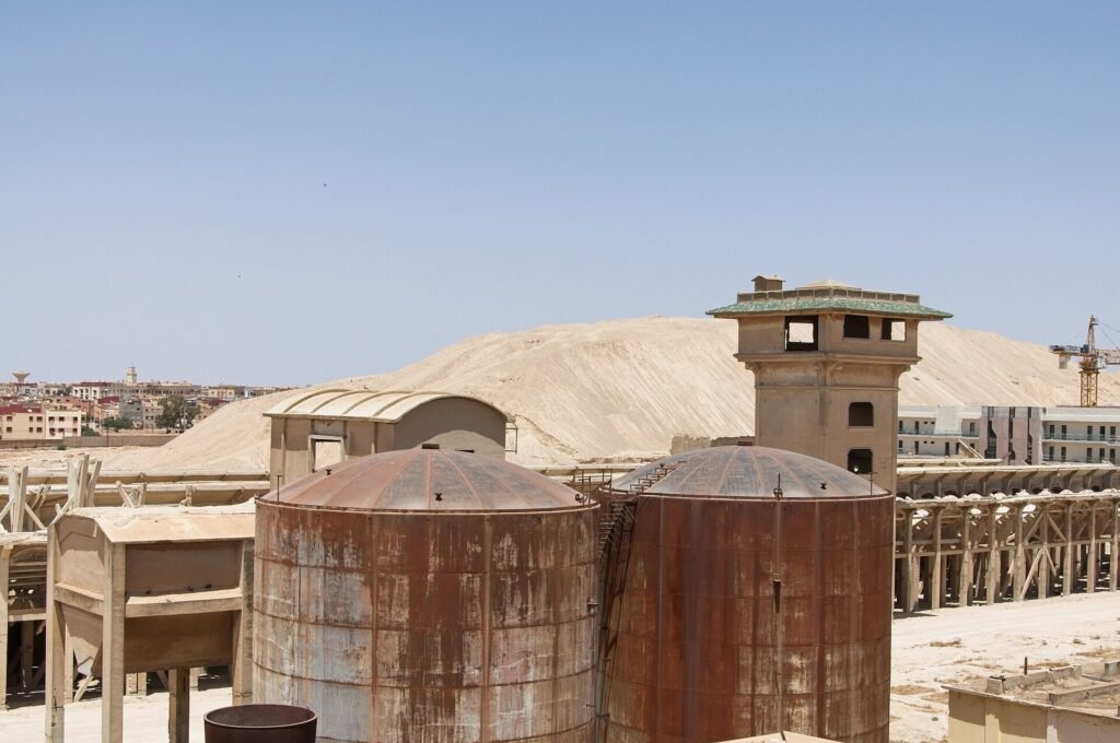 An old phosphate spoil heap at OCP's mining site in Khouribga, Morocco