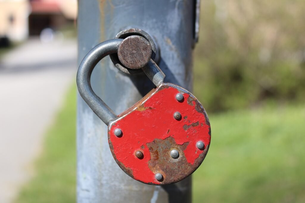 Close-up of a metal padlock