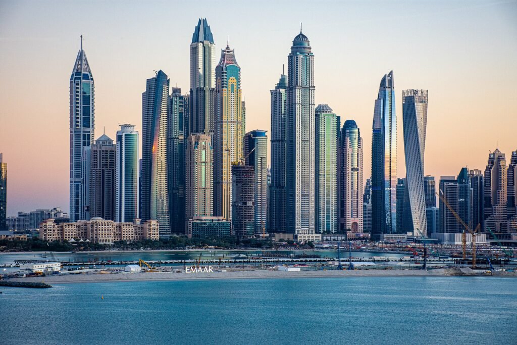 Dubai Marina towers along the waterfront