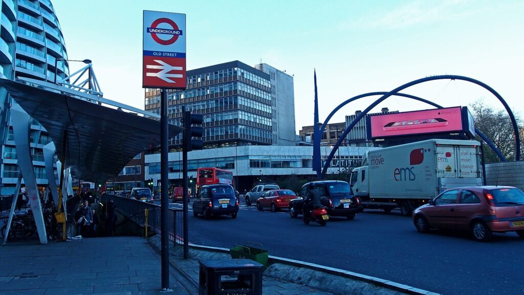 Entrance to Old Street Underground station in the heart of London's Shoreditch tech district