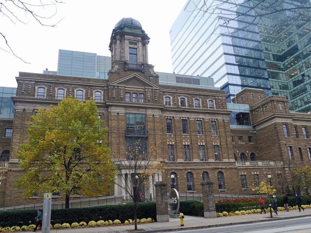 Exterior of the MaRS Discovery District innovation hub in downtown Toronto