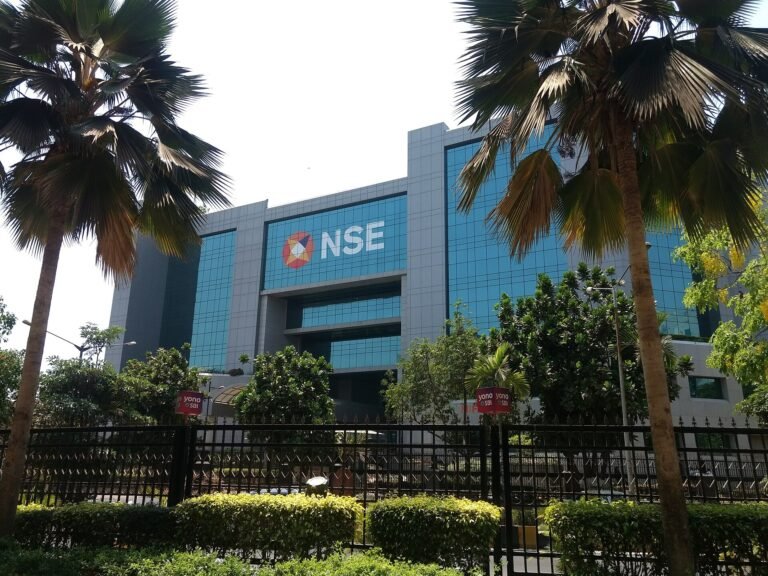 Exterior of the National Stock Exchange of India building in Mumbai
