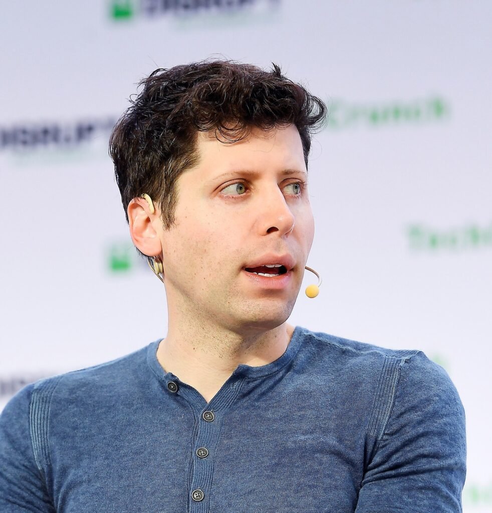OpenAI CEO Sam Altman speaking at TechCrunch Disrupt San Francisco in 2019