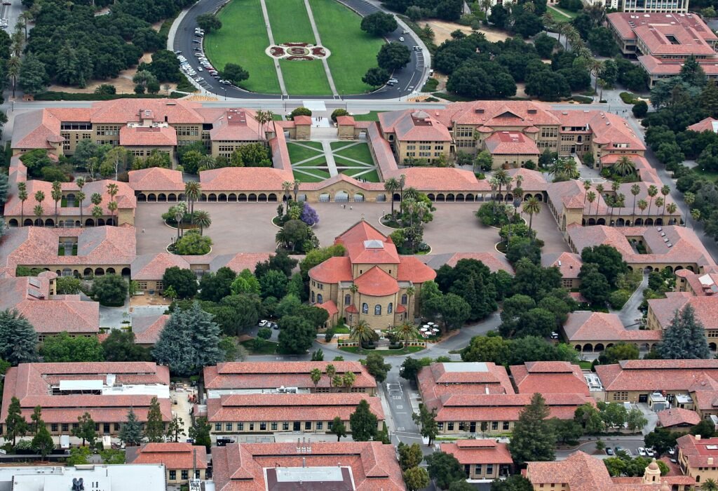 Sandstone arches of Stanford University's Main Quad