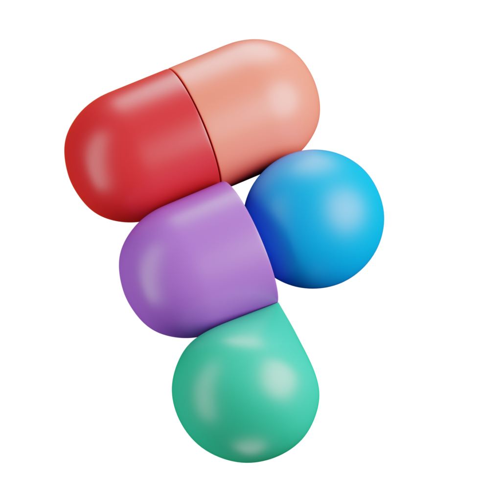 Three-dimensional rendering of the colourful Figma logo icon