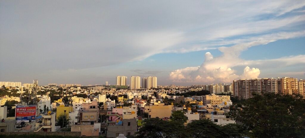 Wide view of the south Bengaluru skyline